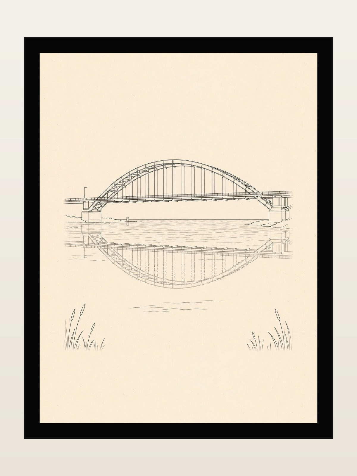 White Bridge, Ahvaz, Minimalist Line Art Print