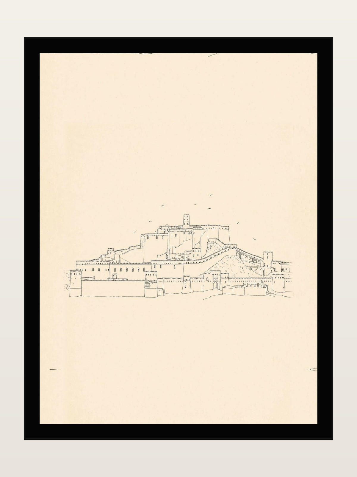 Arg-e Bam, Kerman, Minimalist Line Art Print
