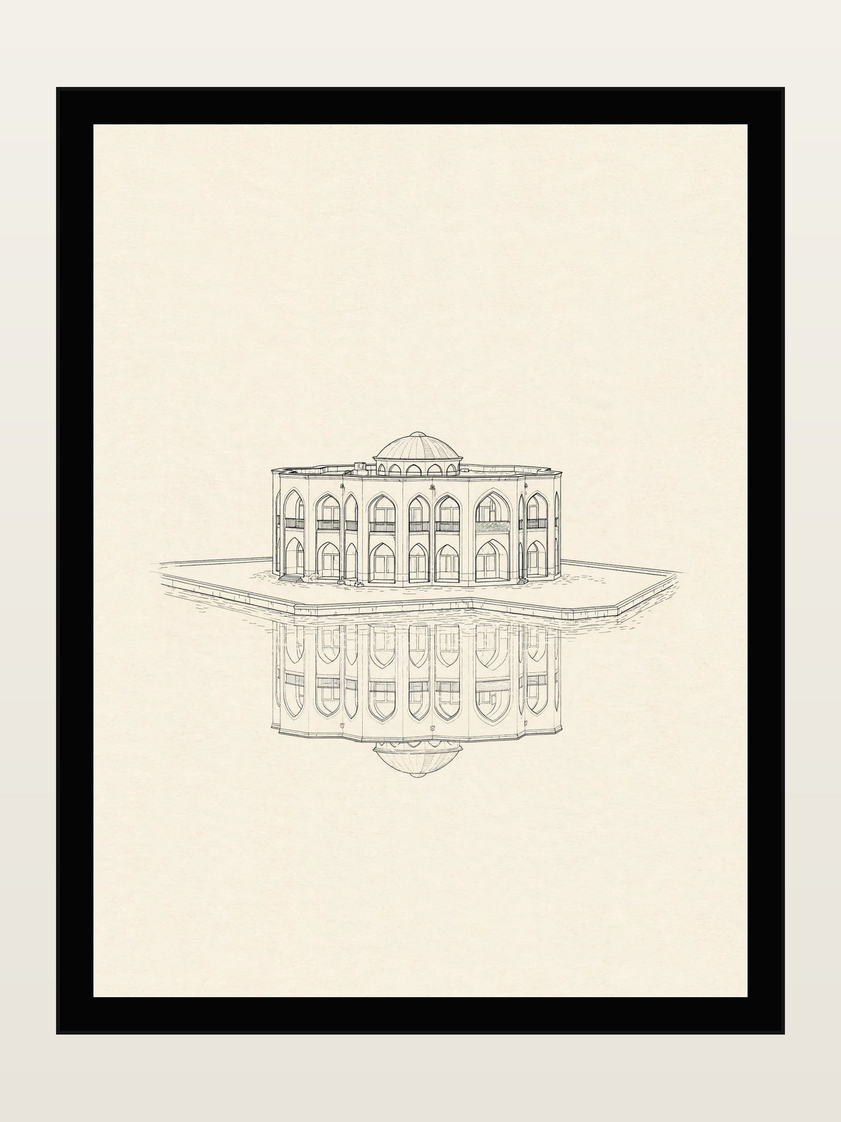 El Golu Pavilion, Tabriz, Minimalist Line Art Print