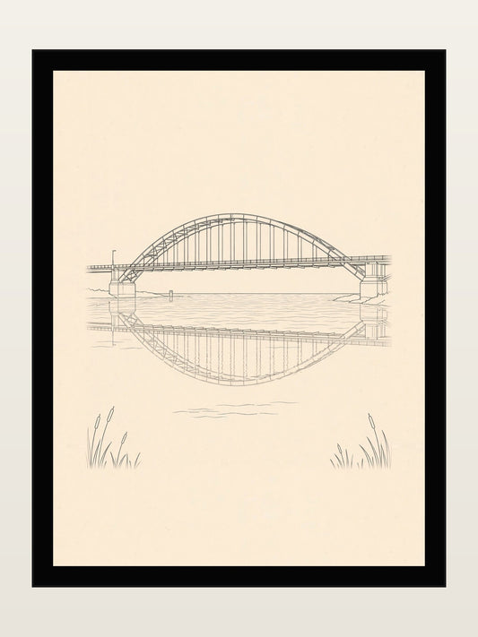 White Bridge, Ahvaz, Minimalist Line Art Print