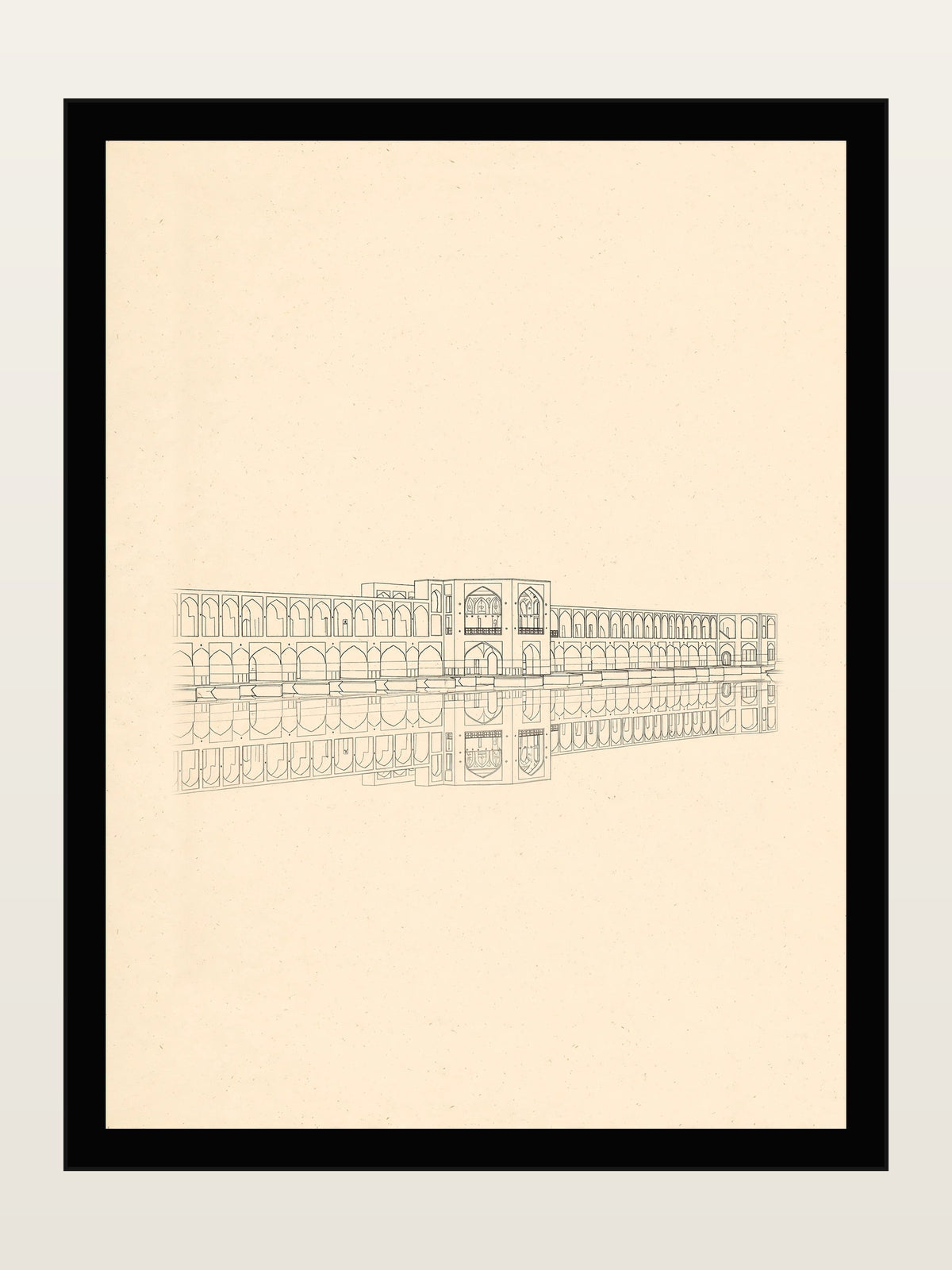 Si-o-se-pol Bridge, Isfahan, Minimalist Line Art Print