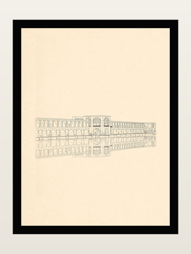Si-o-se-pol Bridge, Isfahan, Minimalist Line Art Print