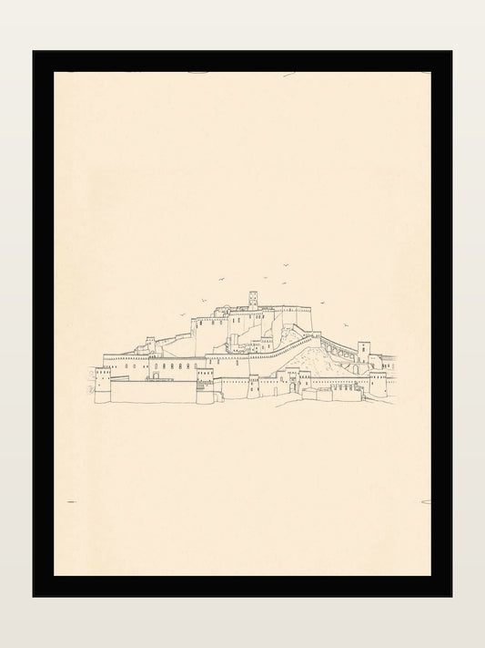 Arg-e Bam, Kerman, Minimalist Line Art Print