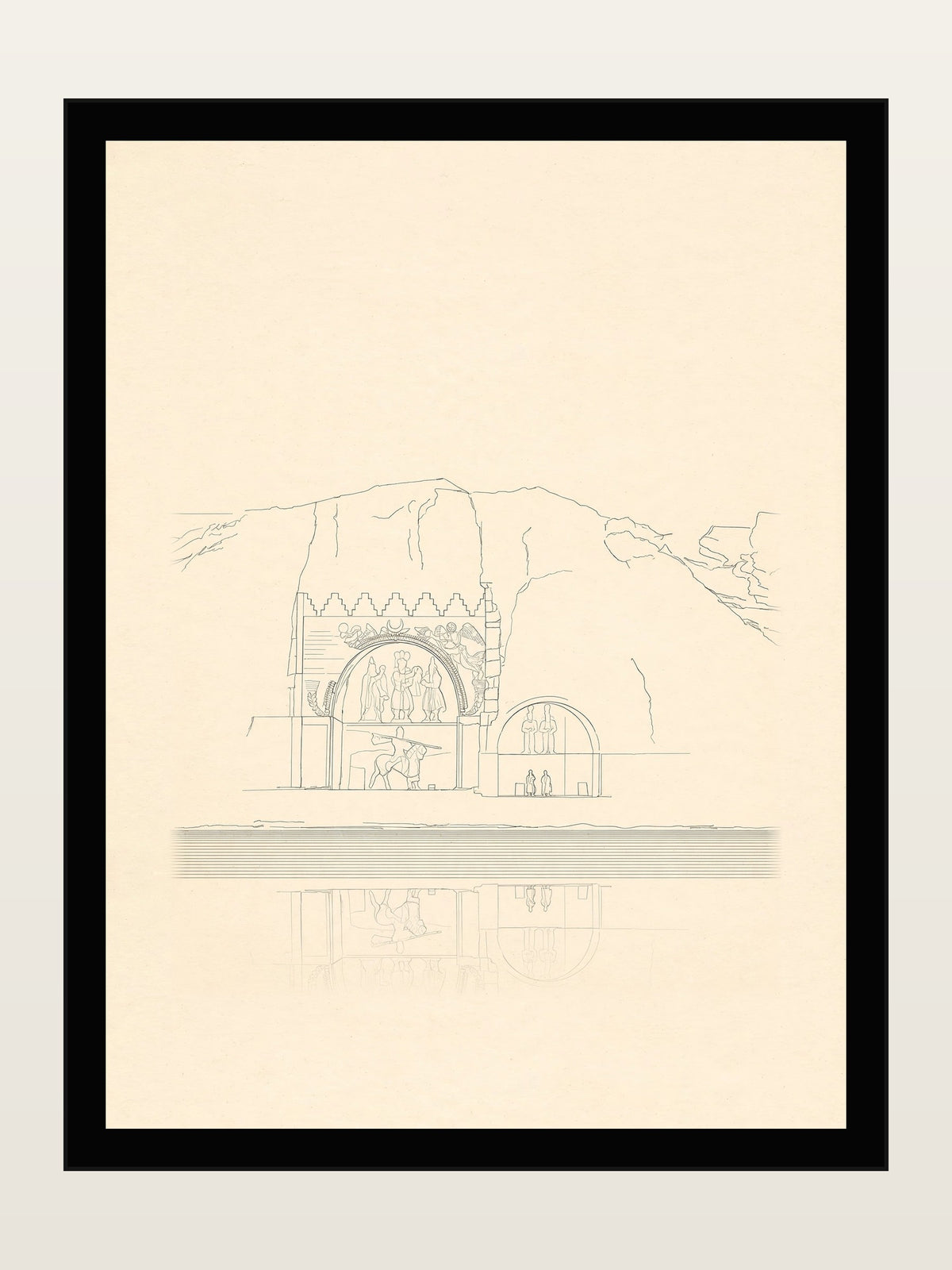 Taq-e Bostan, Kermanshah, Minimalist Line Art Print