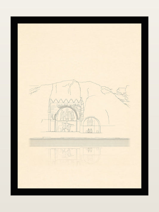 Taq-e Bostan, Kermanshah, Minimalist Line Art Print