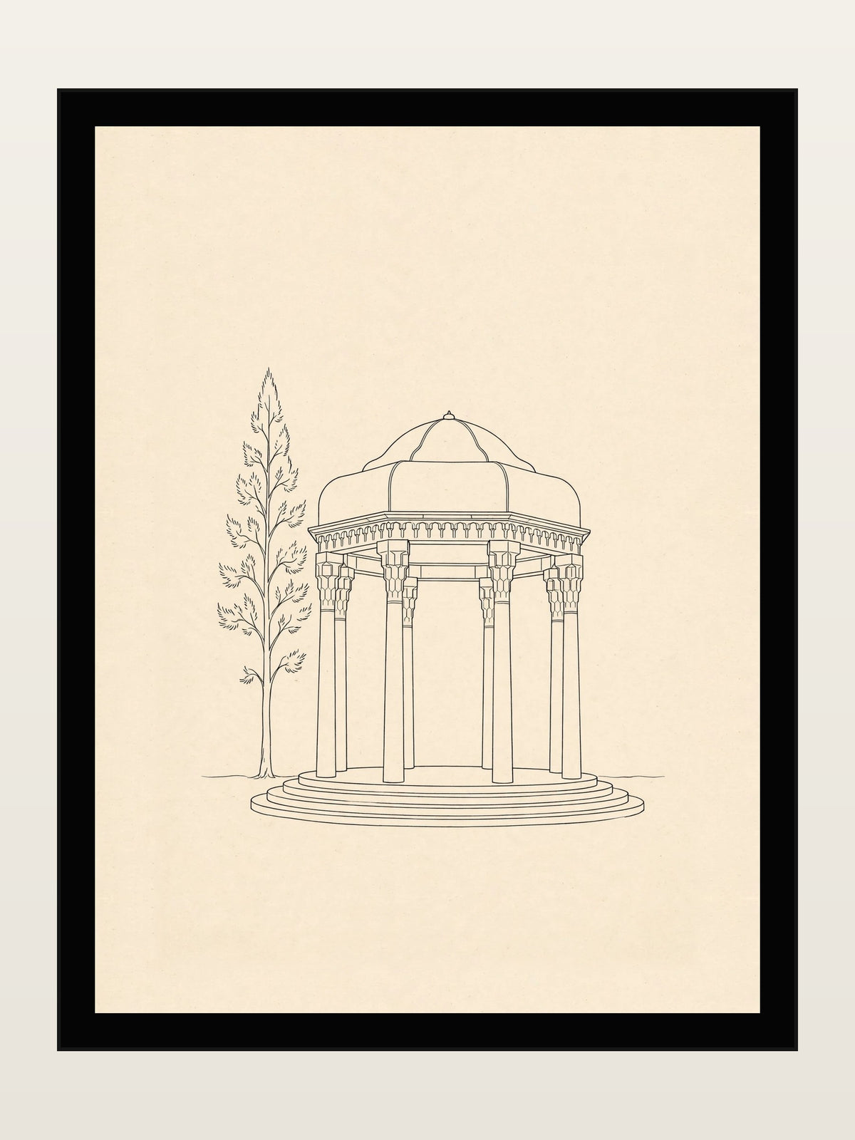 Tomb of Hafez, Shiraz, Minimalist Line Art Print