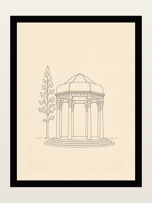 Tomb of Hafez, Shiraz, Minimalist Line Art Print