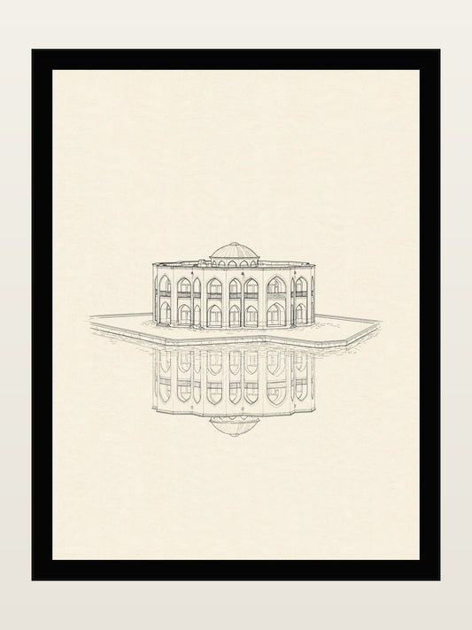 El Golu Pavilion, Tabriz, Minimalist Line Art Print