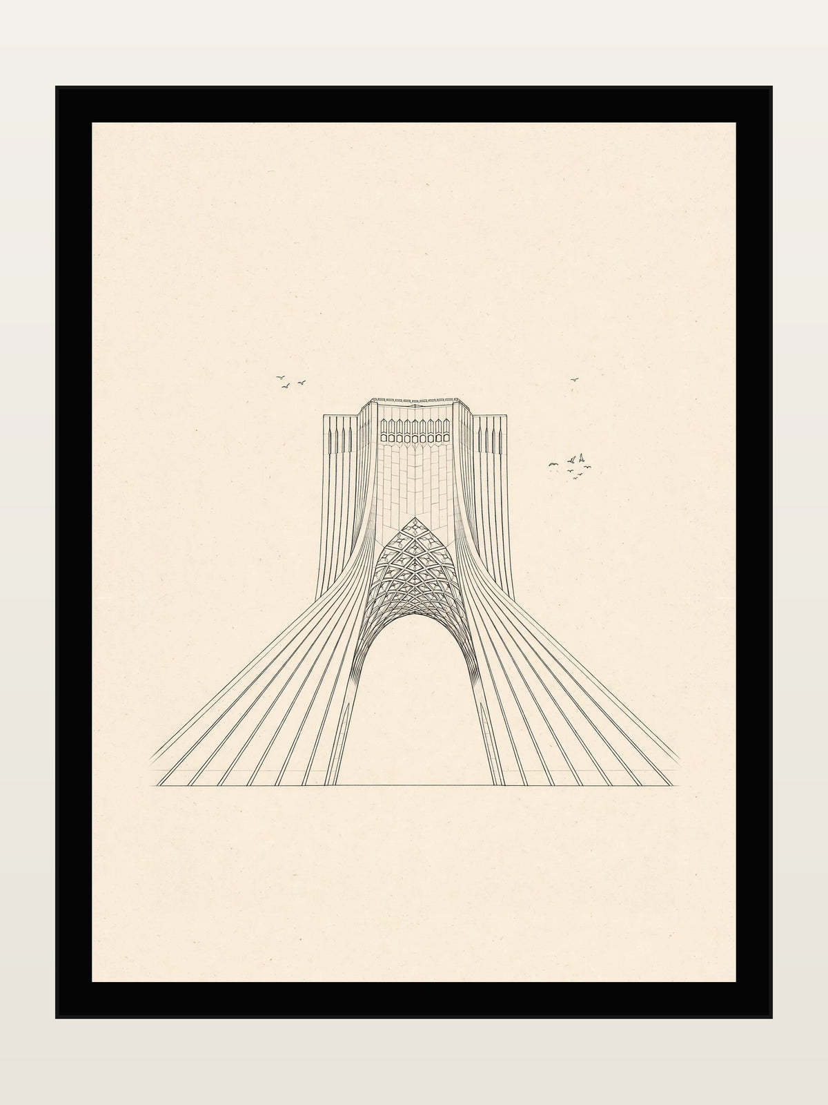 Azadi Tower, Tehran, Minimalist Line Art Print