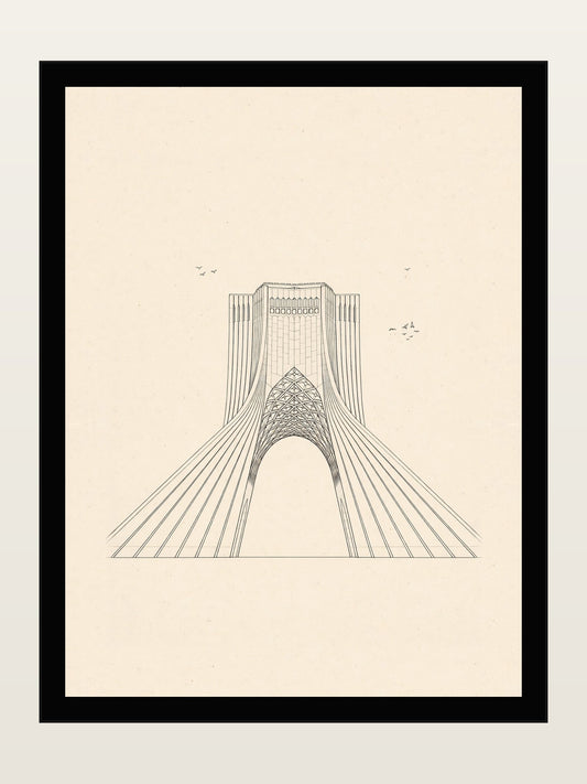 Azadi Tower, Tehran, Minimalist Line Art Print