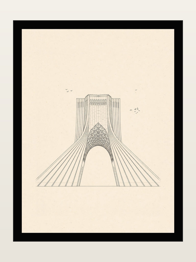 Azadi Tower, Tehran, Minimalist Line Art Print